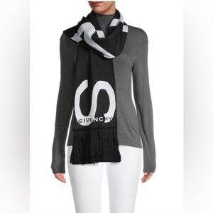 BRAND NEW GIVENCHY Logo Black Scarf $378
